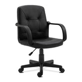 Nautilus Designs Delph Medium Back Leather Faced Executive Office Chair With Decorative Detail and Fixed Arms Black - DPA2014MB/LBK DD